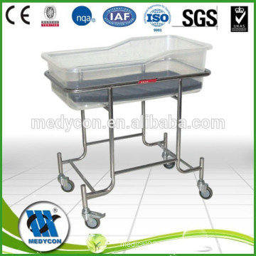 With castor stainless steel frame hospital metal baby bed